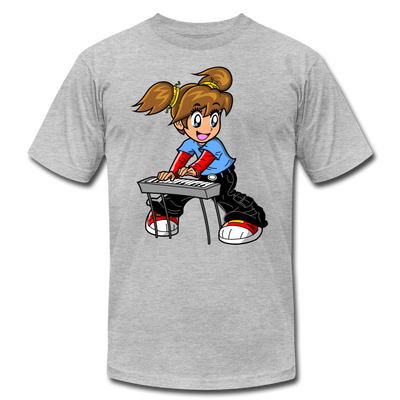 Keyboard Girl Cartoon T-Shirt - heather gray