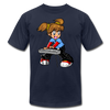 Keyboard Girl Cartoon T-Shirt - navy
