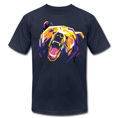 Abstract Growling Bear T-Shirt - navy