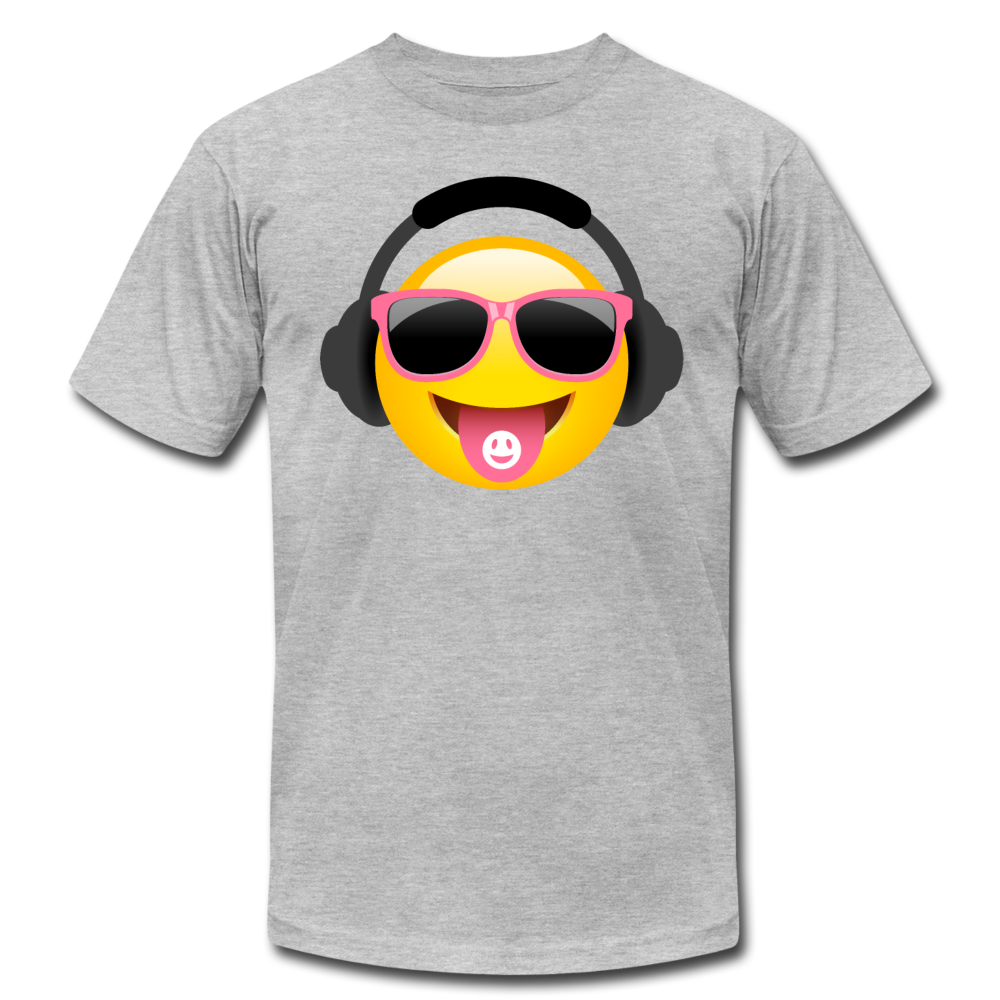 Cool Headphones Emoji T-Shirt - heather gray