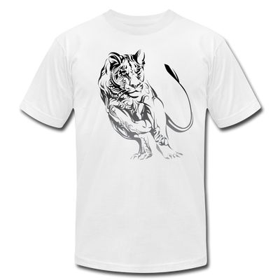 Tribal Maori Running Jungle Cat T-Shirt - white