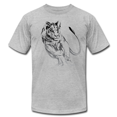 Tribal Maori Running Jungle Cat T-Shirt - heather gray