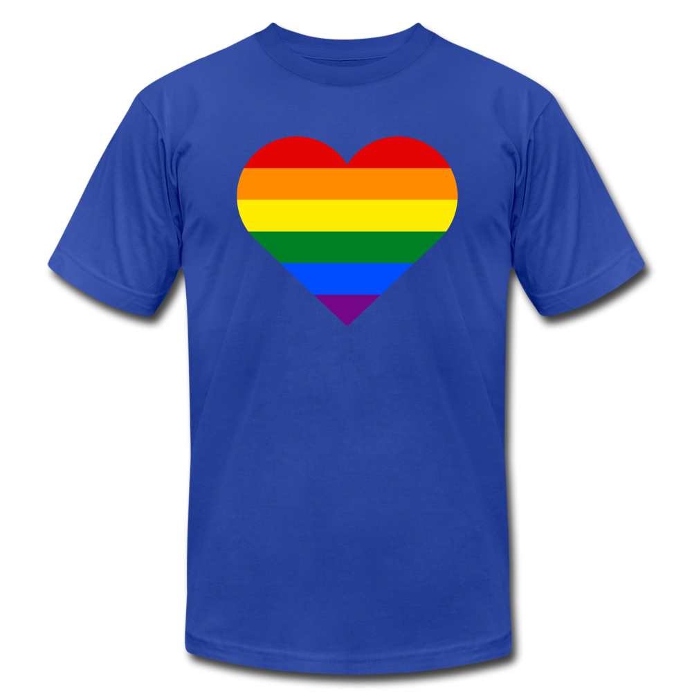 Rainbow Stripes Heart T-Shirt - royal blue