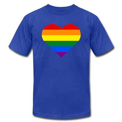 Rainbow Stripes Heart T-Shirt - royal blue