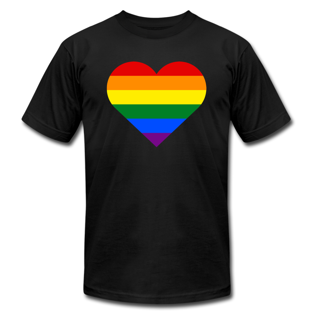 Rainbow Stripes Heart T-Shirt - black