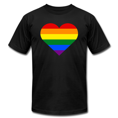Rainbow Stripes Heart T-Shirt - black