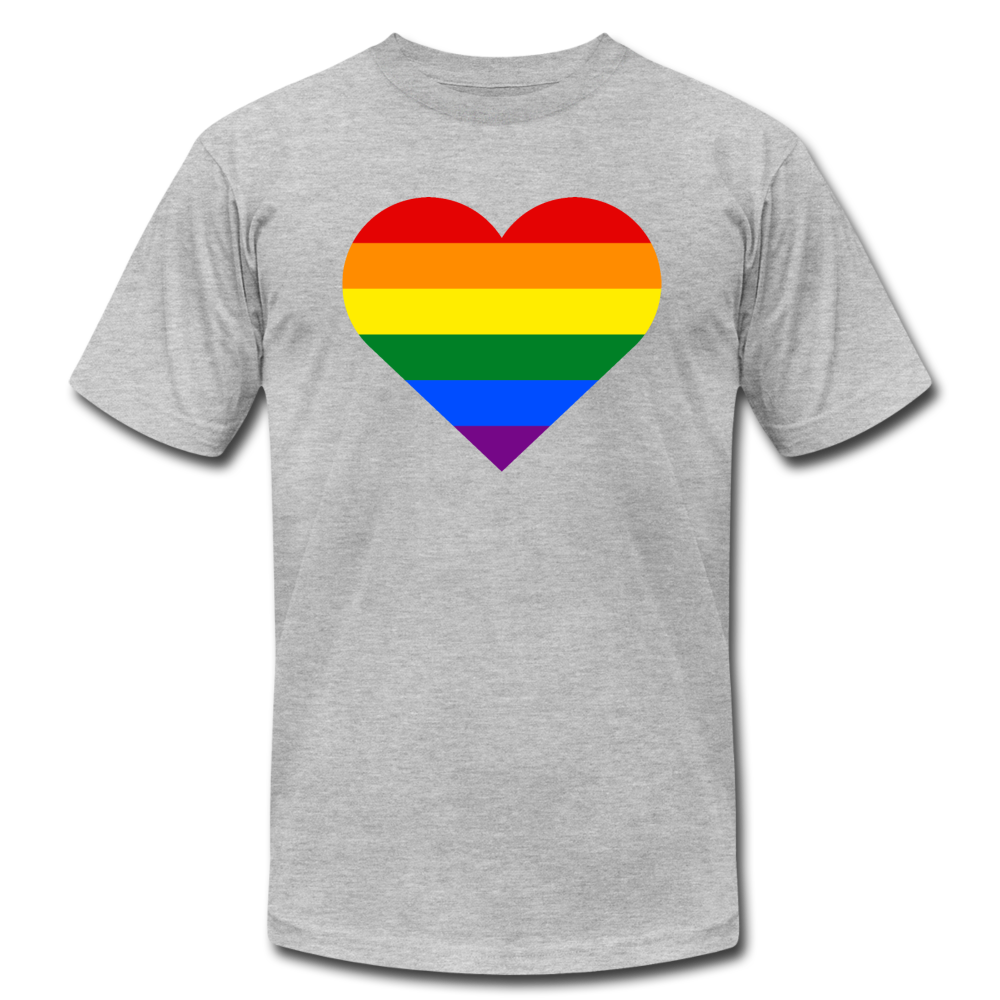 Rainbow Stripes Heart T-Shirt - heather gray