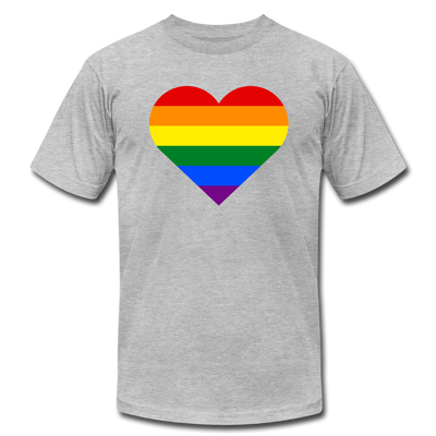 Rainbow Stripes Heart T-Shirt - heather gray