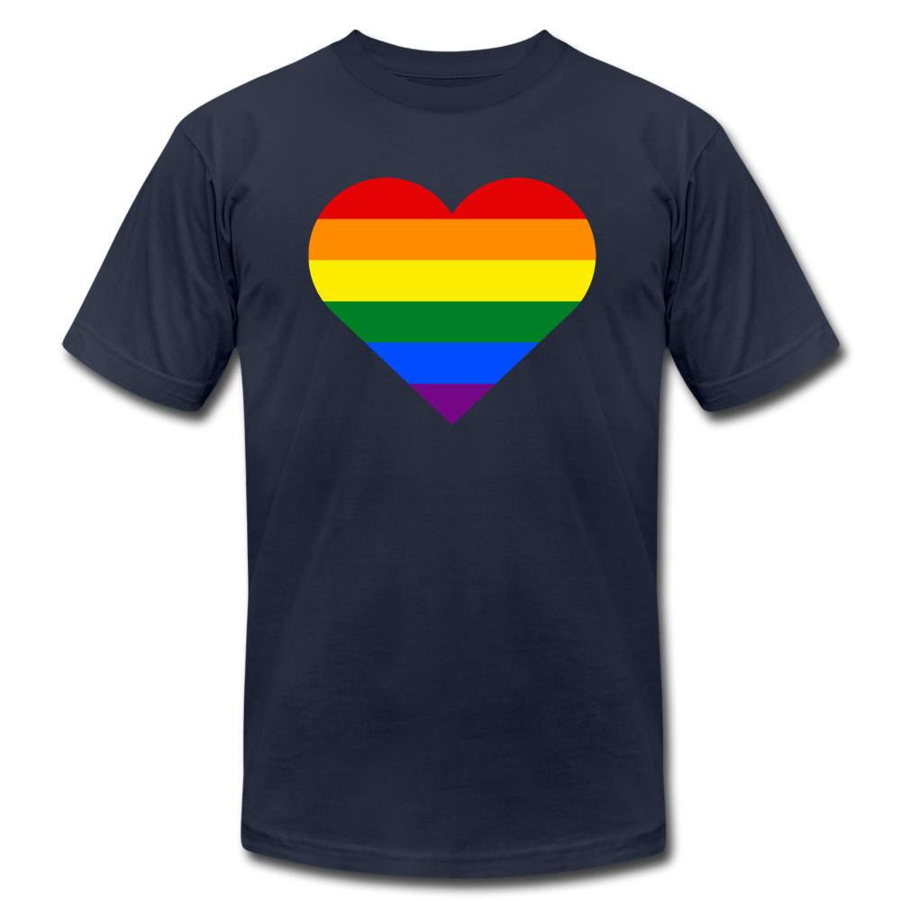 Rainbow Stripes Heart T-Shirt - navy