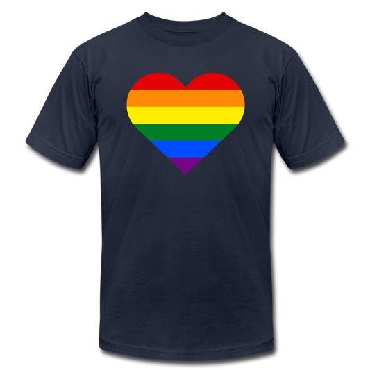 Rainbow Stripes Heart T-Shirt - navy
