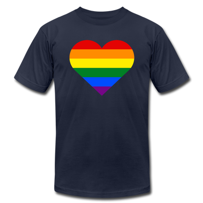 Rainbow Stripes Heart T-Shirt - navy