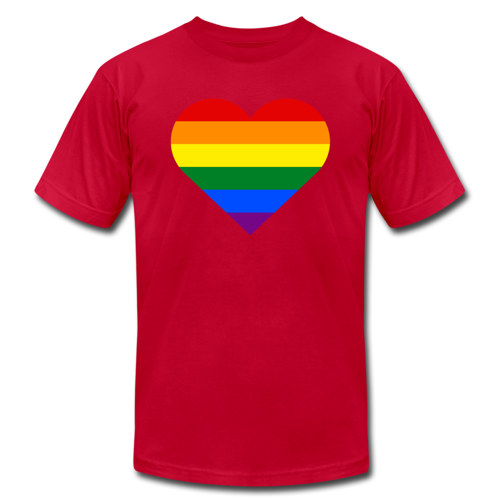 Rainbow Stripes Heart T-Shirt - red