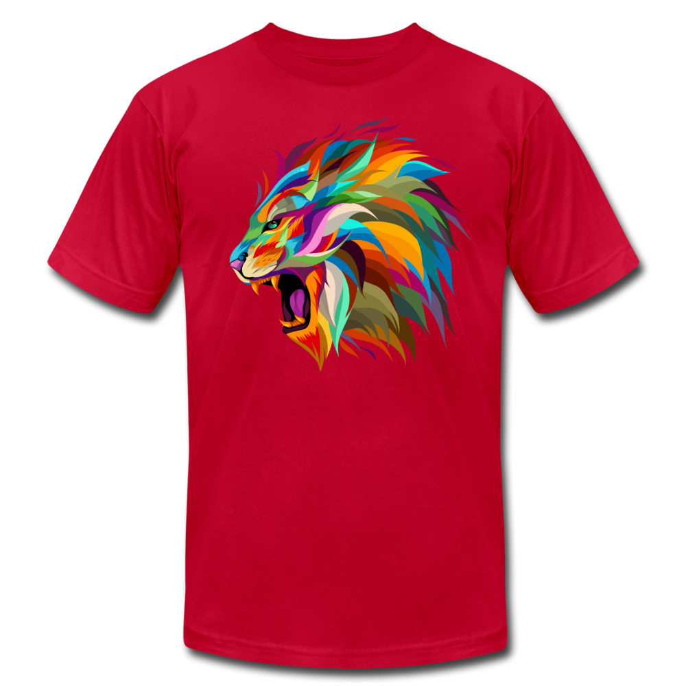 Colorful Abstract Lion T-Shirt - red