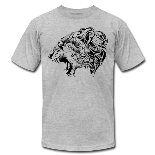 Tribal Maori Jungle Cat T-Shirt - heather gray