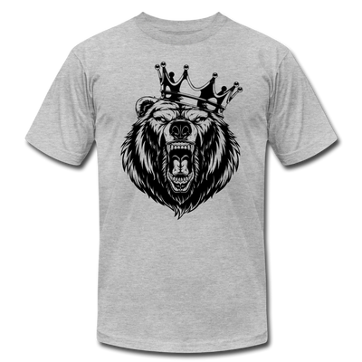 Growling Bear Crown T-Shirt - heather gray