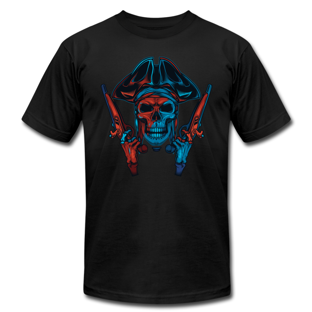 Pirate Skull with Guns T-Shirt - black