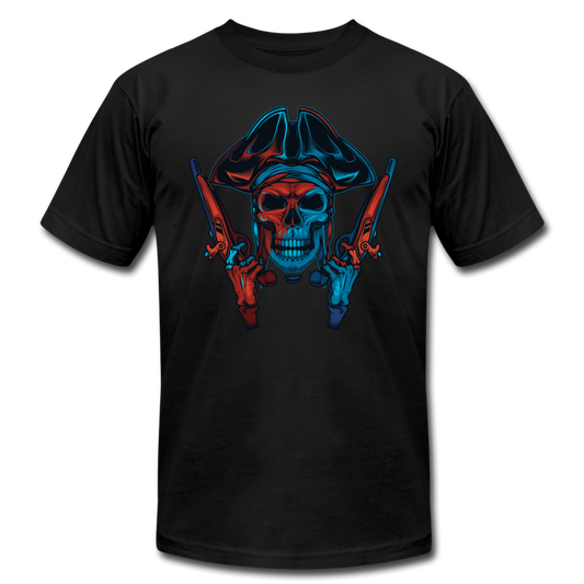 Pirate Skull with Guns T-Shirt - black