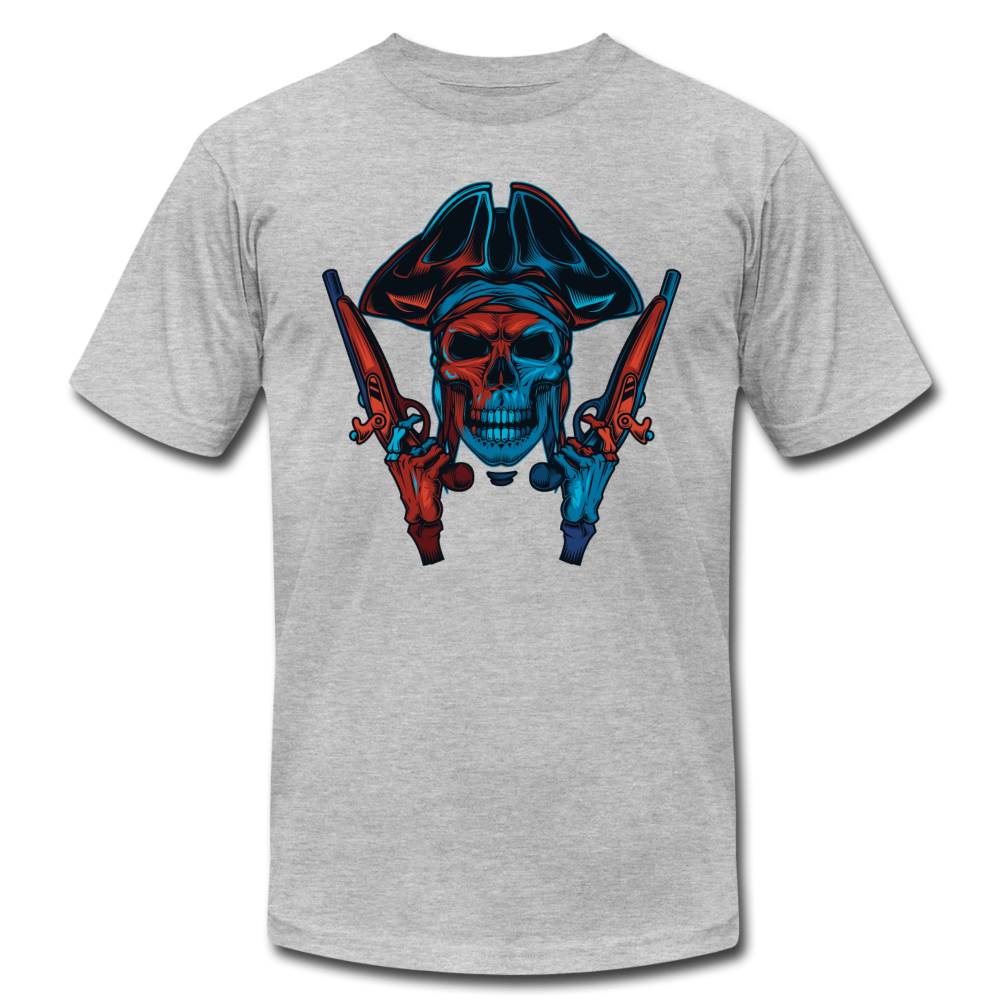 Pirate Skull with Guns T-Shirt - heather gray