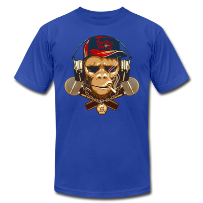 Hip Hop Monkey & Cross Microphones T-Shirt - royal blue
