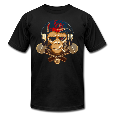 Hip Hop Monkey & Cross Microphones T-Shirt - black