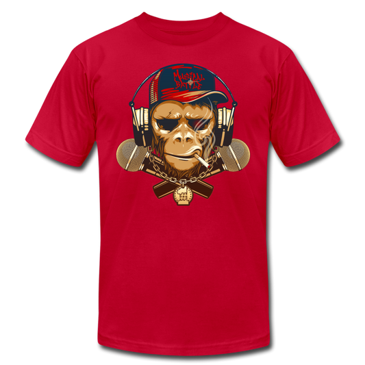 Hip Hop Monkey & Cross Microphones T-Shirt - red