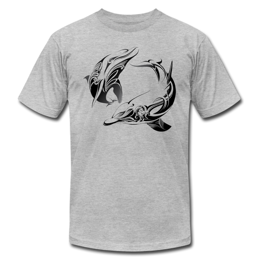 Tribal Maori Dolphins T-Shirt - heather gray