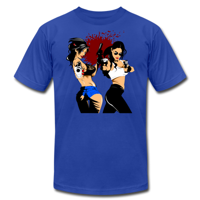 Cartoon Girls with Guns T-Shirt - royal blue