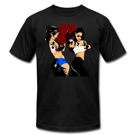 Cartoon Girls with Guns T-Shirt - black