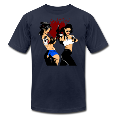 Cartoon Girls with Guns T-Shirt - navy