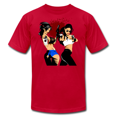 Cartoon Girls with Guns T-Shirt - red