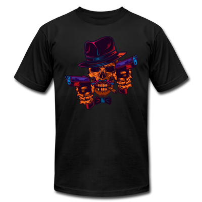 Fedora Skull with Guns T-Shirt - black