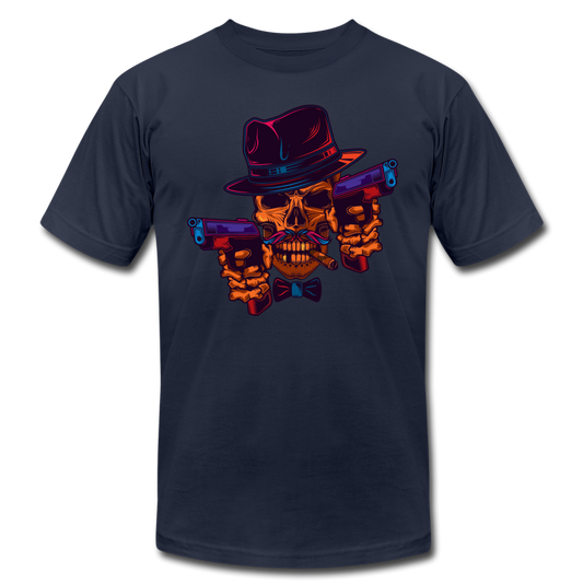 Fedora Skull with Guns T-Shirt - navy
