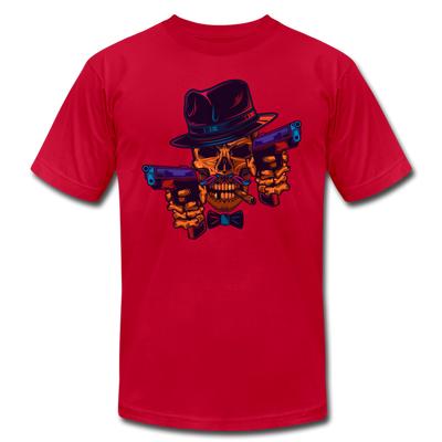 Fedora Skull with Guns T-Shirt - red