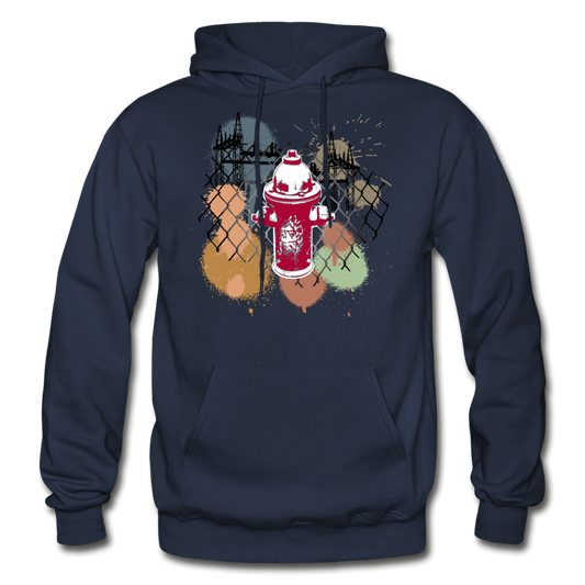 Abstract Fire Hydrant Fence Hoodie - navy
