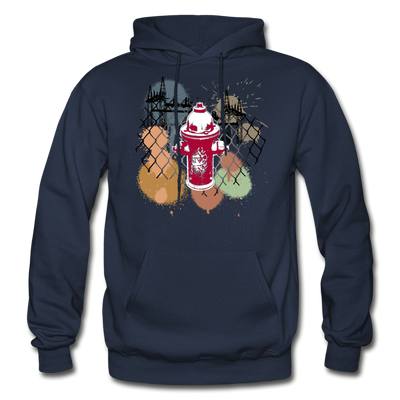 Abstract Fire Hydrant Fence Hoodie - navy