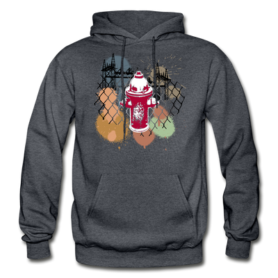 Abstract Fire Hydrant Fence Hoodie - charcoal gray