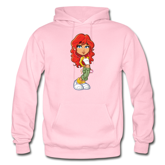 Cartoon Girl Hoodie - light pink