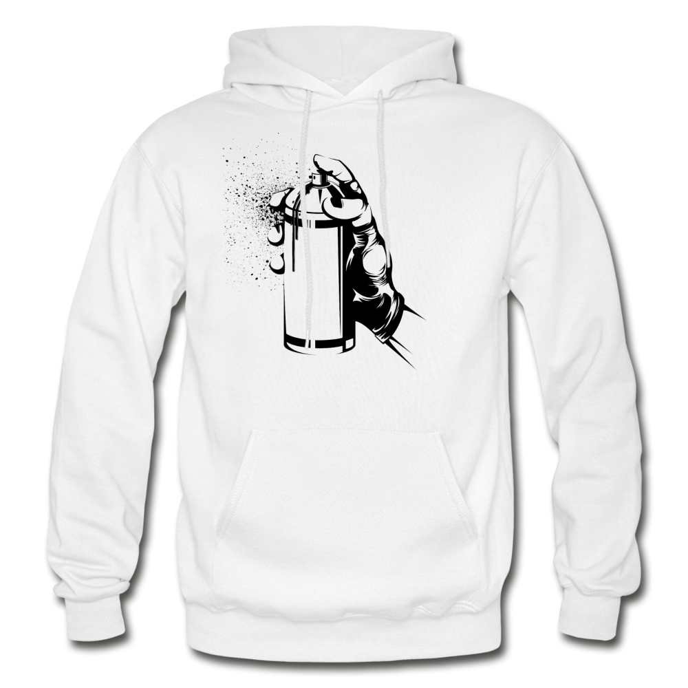 Black & White Spray Paint Can Hoodie - white