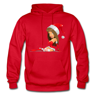 Santa Girl Cartoon Hoodie - red