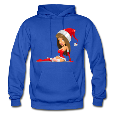 Santa Girl Cartoon Hoodie - royal blue