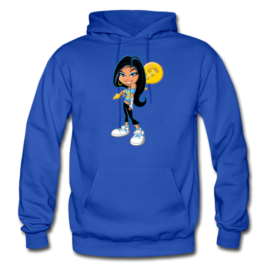Guitar Girl Cartoon Hoodie - royal blue