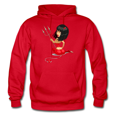 Devil Girl Cartoon Hoodie - red