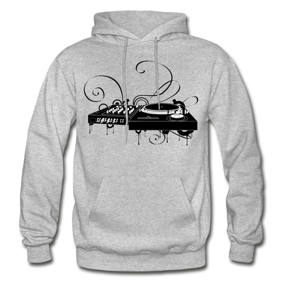 Black & White Turntable and Mixer Hoodie - heather gray