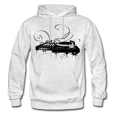 Black & White Turntable and Mixer Hoodie - light heather gray
