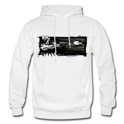 Abstract Gangster Shooting Hoodie - white