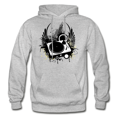 Abstract Turntable Wings Hoodie - heather gray