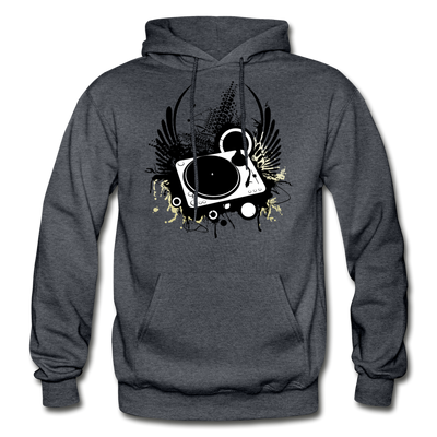 Abstract Turntable Wings Hoodie - charcoal gray