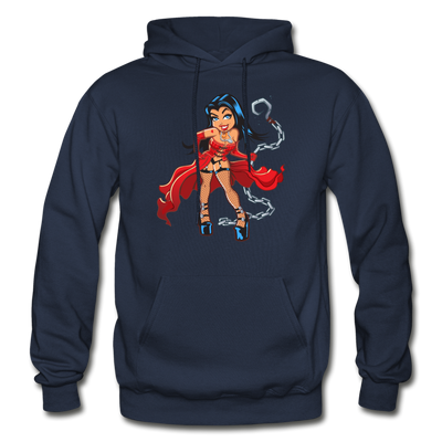 Hot Girl Chains Cartoon Hoodie - navy