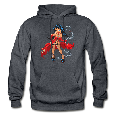 Hot Girl Chains Cartoon Hoodie - charcoal gray