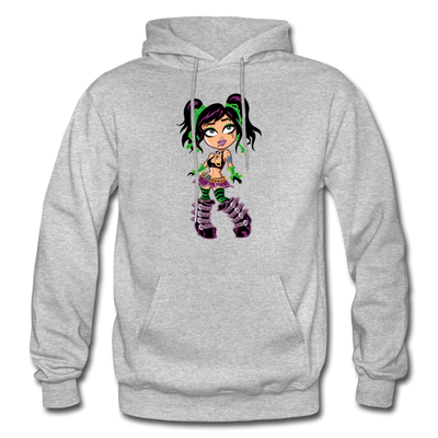 Cartoon Girl Hoodie - heather gray